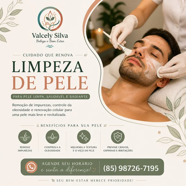 Informações sobre Limpeza de pele masculina na Valcely Silva